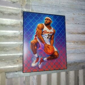 LeBron James Vintage NBA Airbrushed Style Framed Art Print By Neon Nicho